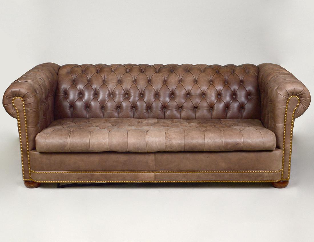 LEATHER BUTTON TUFTED CHESTERFIELD SOFA (1 of 4)