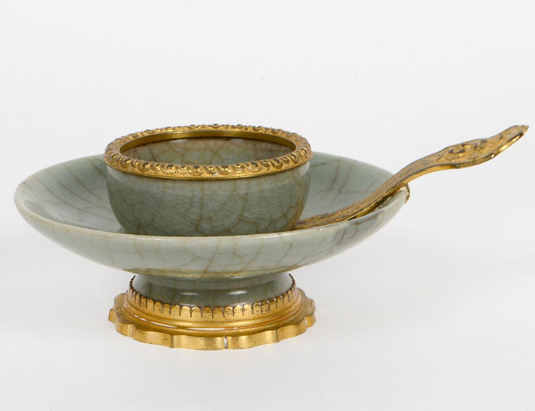 FRENCH ORMOLU MOUNTED CHINESE CELADON BRUSH WASHER (1 of 7)