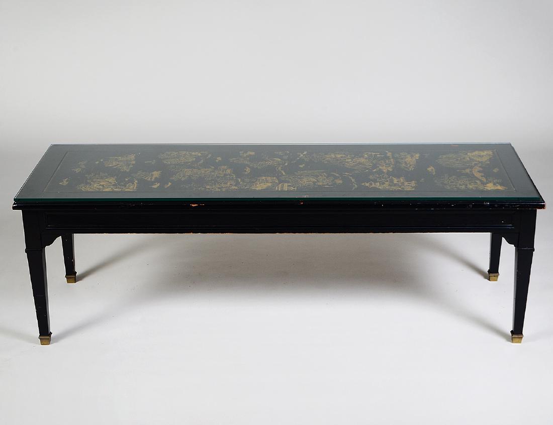 CHINESE GILT& BLACK LACQUER PANEL SET AS A LOW TABLE (1 of 5)