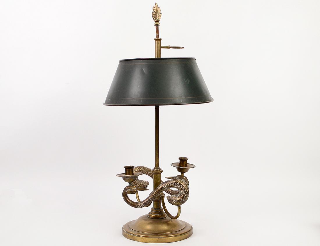 EMPIRE STYLE TWO-LIGHT BRASS BOUILLOTTE LAMP (1 of 4)