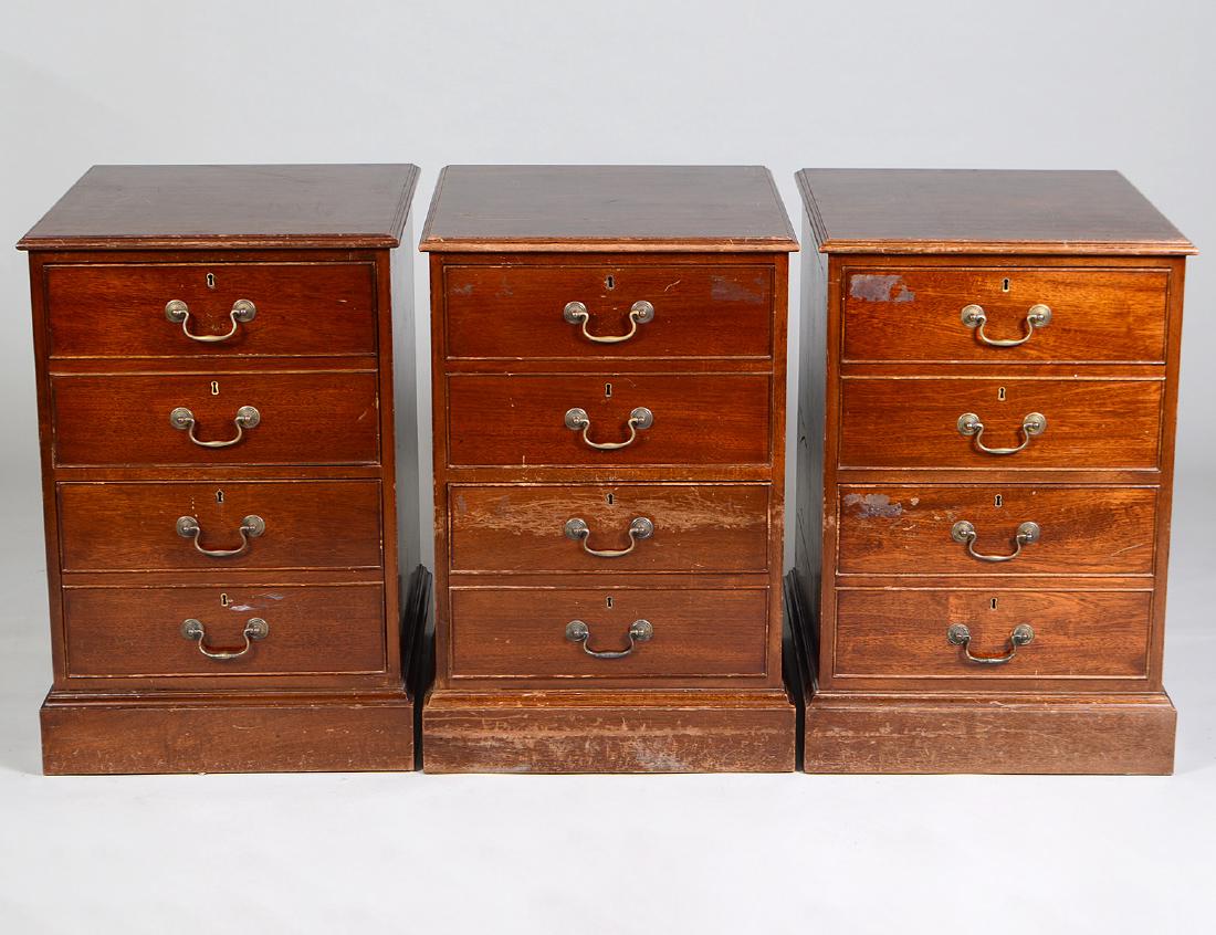 THREE CHIPPENDALE STYLE MAHOGANY FILE CABINETS (1 of 3)