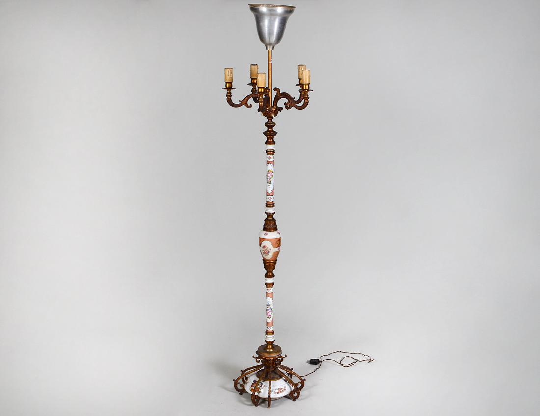 CONTINENTAL PORCELAIN & GILT METAL FLOOR LAMP (1 of 4)