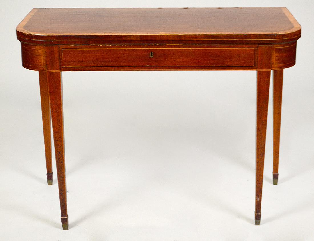 GEORGE III INLAID MAHOGANY GATE-LEG CARD TABLE (1 of 4)