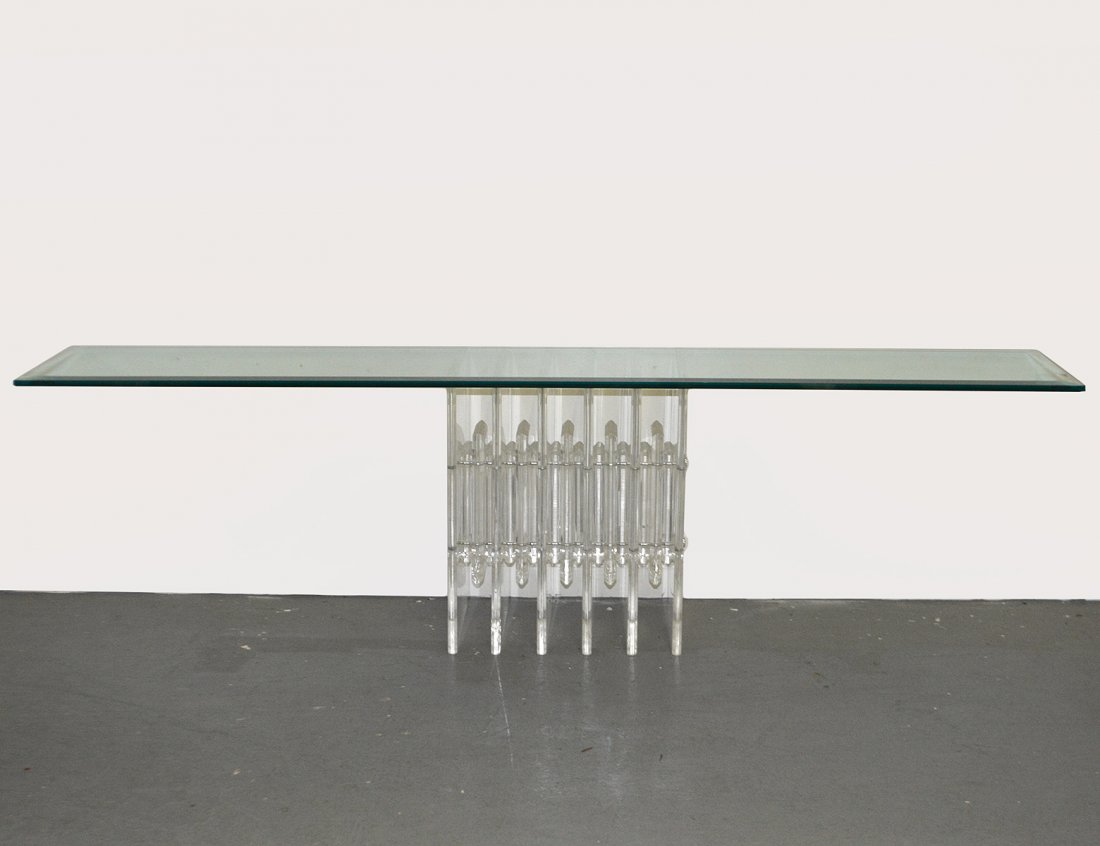 CONTEMPORARY GLASS AND LUCITE SIDE TABLE (1 of 5)