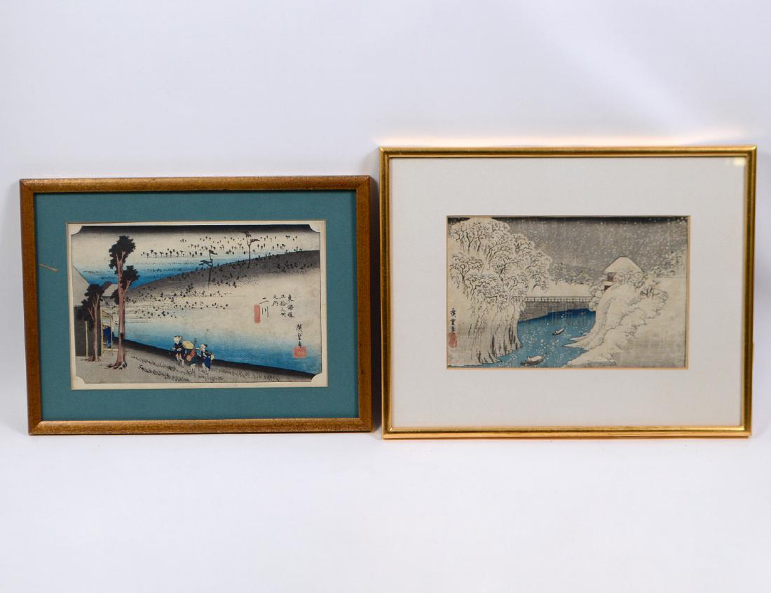 TWO HIROSHIGE WOOD BLOCK PRINTS (1 of 5)