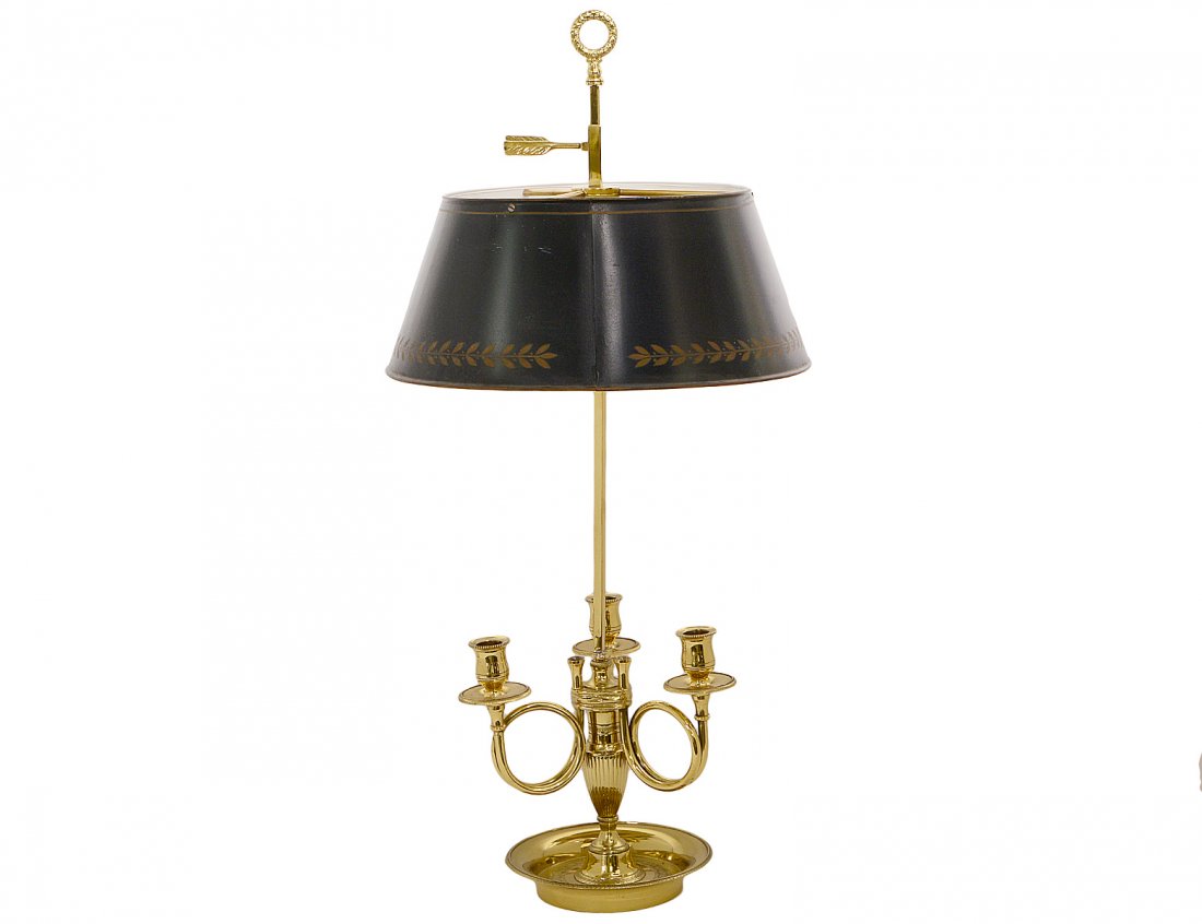 THREE-LIGHT BRASS BOUILLOTTE LAMP (1 of 3)