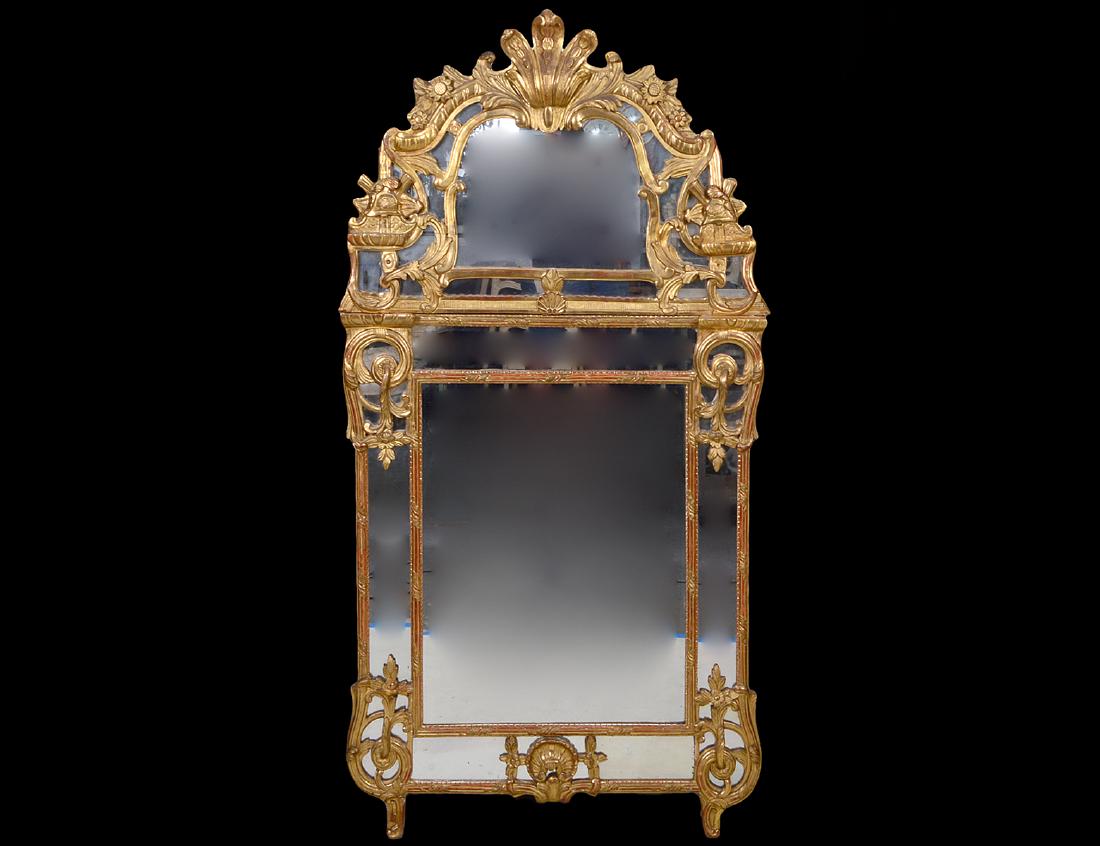 LARGE LOUIS XV STYLE GILT WOOD MIRROR (1 of 6)