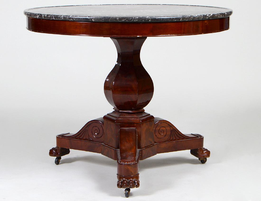 CHARLES X MARBLE TOP MAHOGANY CENTER TABLE (1 of 3)
