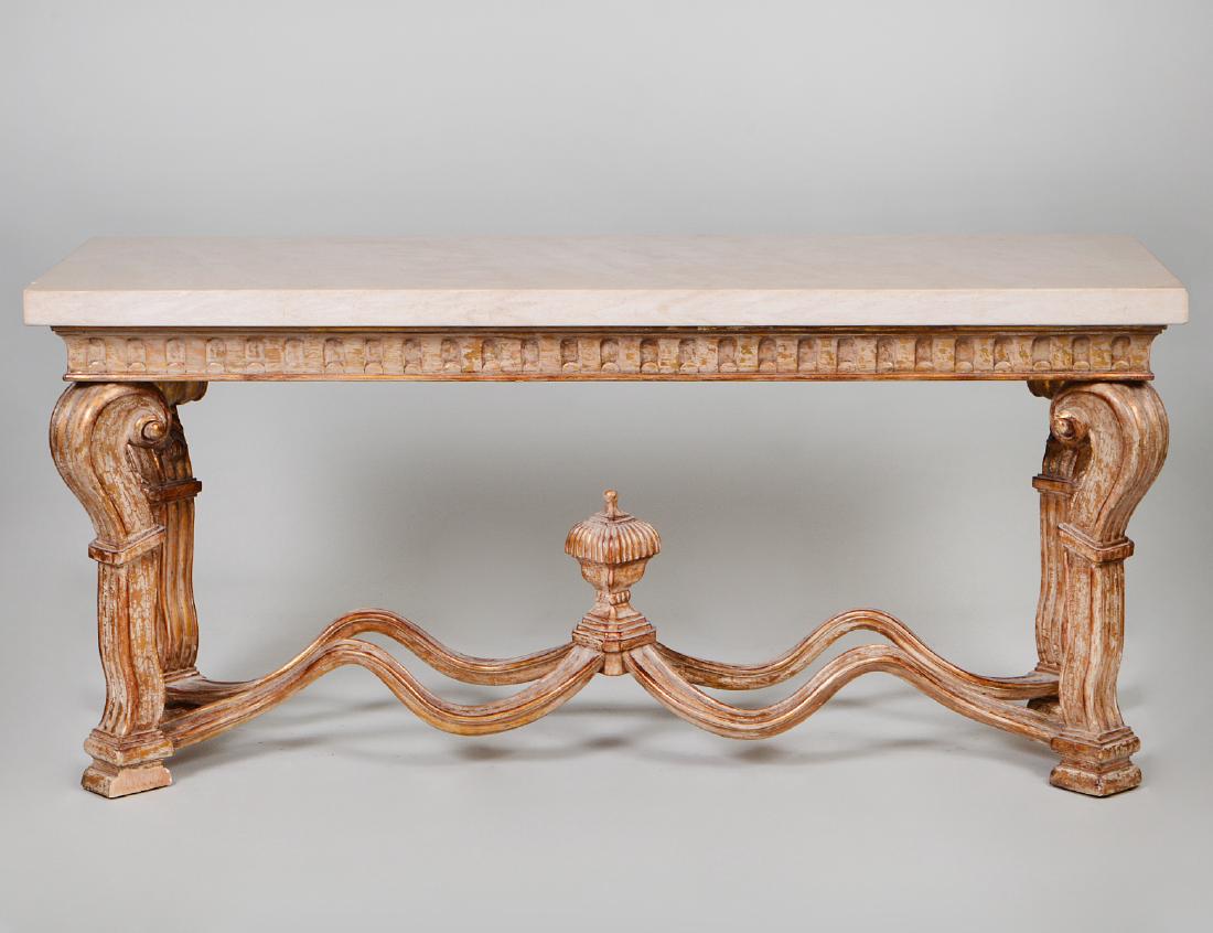 GEORGE II STYLE PAINTED AND GILT SIDE TABLE (1 of 4)