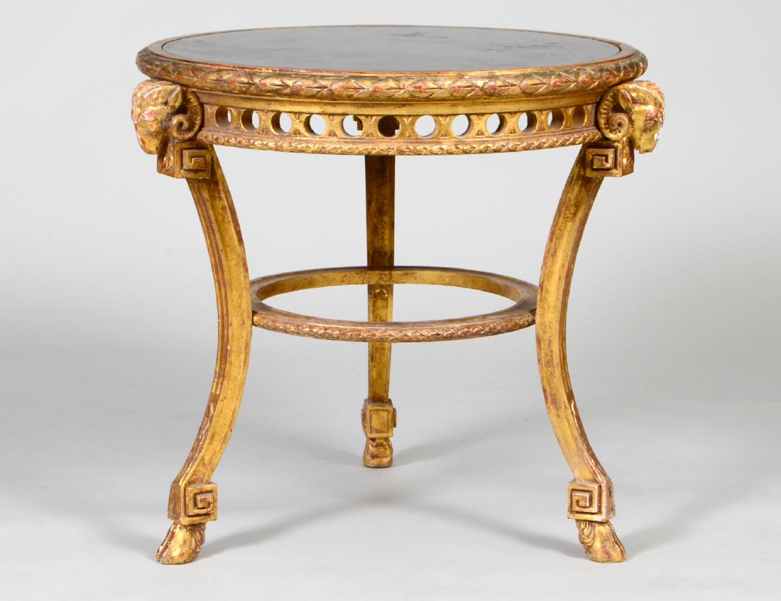 NEO-CLASSICAL STYLE MARBLE TOP GILT WOOD CENTER TABLE (1 of 4)