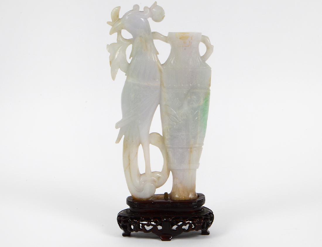 CHINESE JADEITE BIRD AND VASE GROUP (1 of 1)