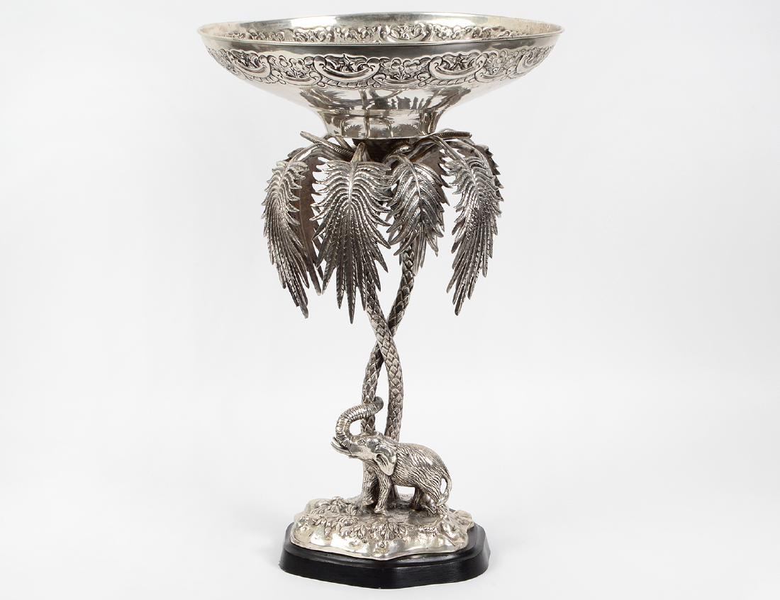 VICTORIAN SILVERED METAL EXOTIC CENTERPIECE (1 of 4)