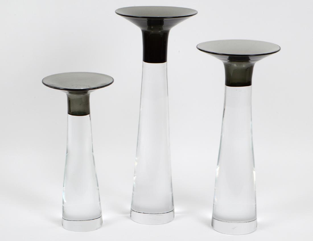 THREE MID-CENTURY “CENEDESE” GLASS CANDLESTICKS (1 of 3)