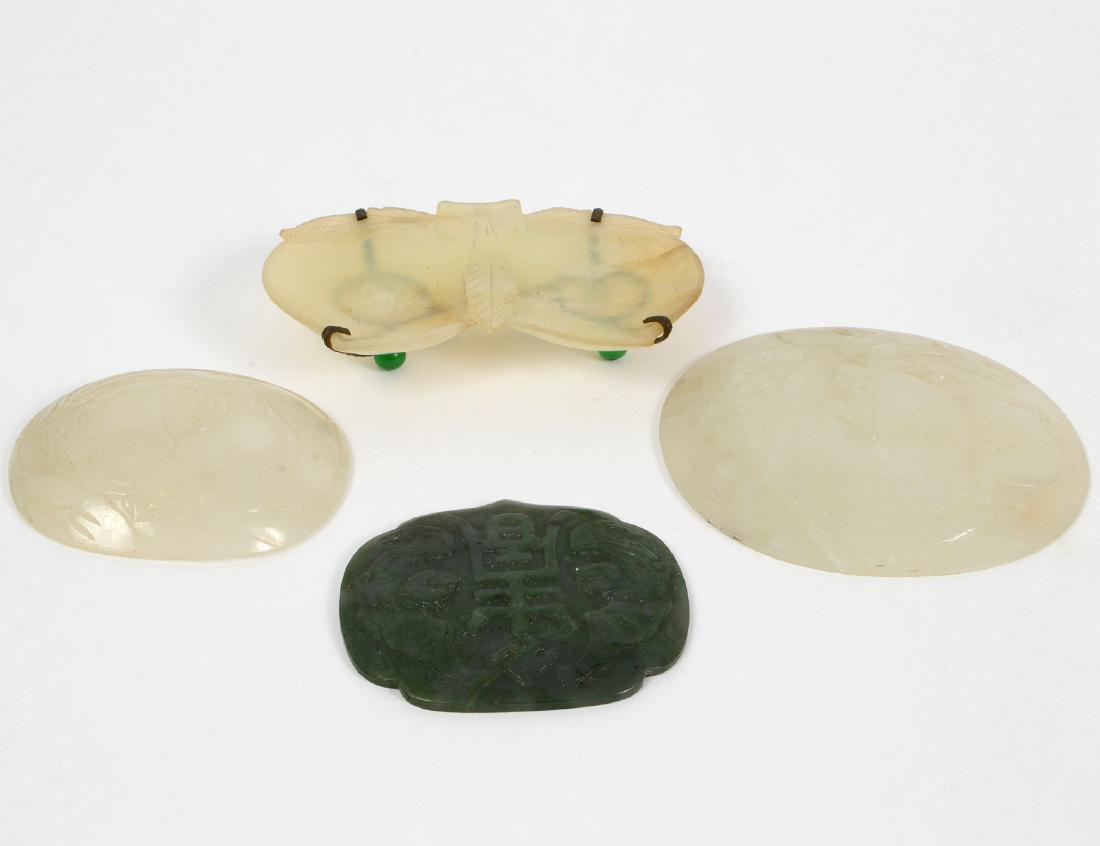 GROUP OF CHINESE JADE AND SERPENTINE OBJECTS (1 of 4)