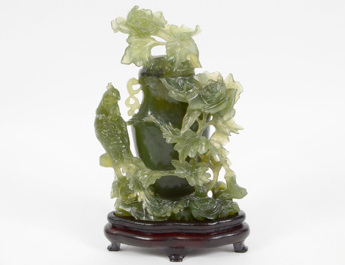 CHINESE TRANSLUCENT GREEN JADE COVERED VASE (1 of 3)