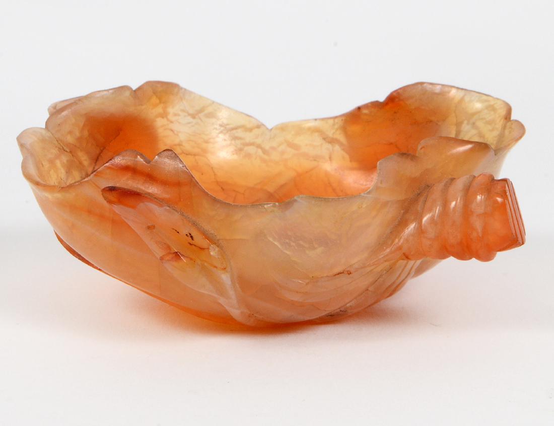 CHINESE CARVED CARNELIAN LEAF FORM COUP (1 of 5)