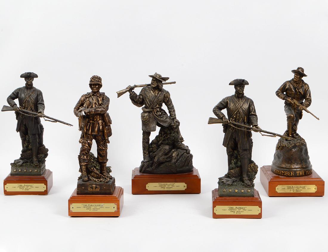 FIVE BRONZE CLAD “FRIENDS OF THE NRA” FIGURES (1 of 3)