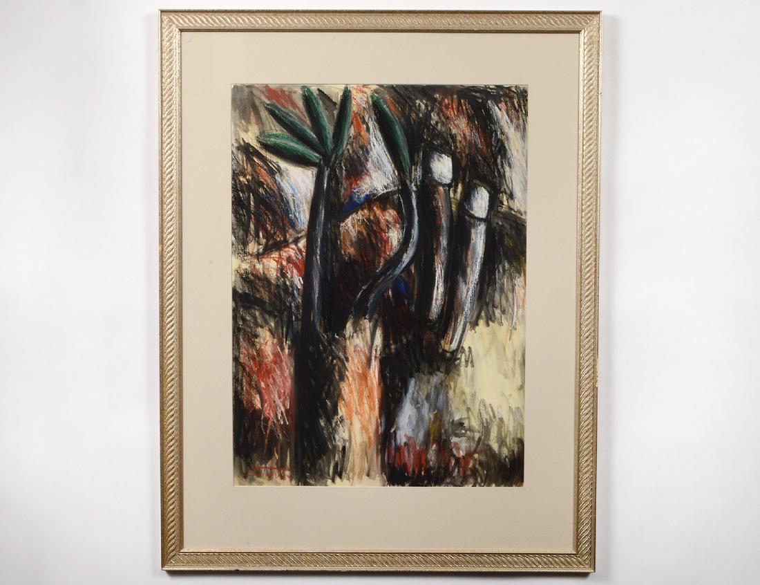 STAMA... , 20th CENTURY ABSTRACT PASTEL ON PAPER (1 of 3)