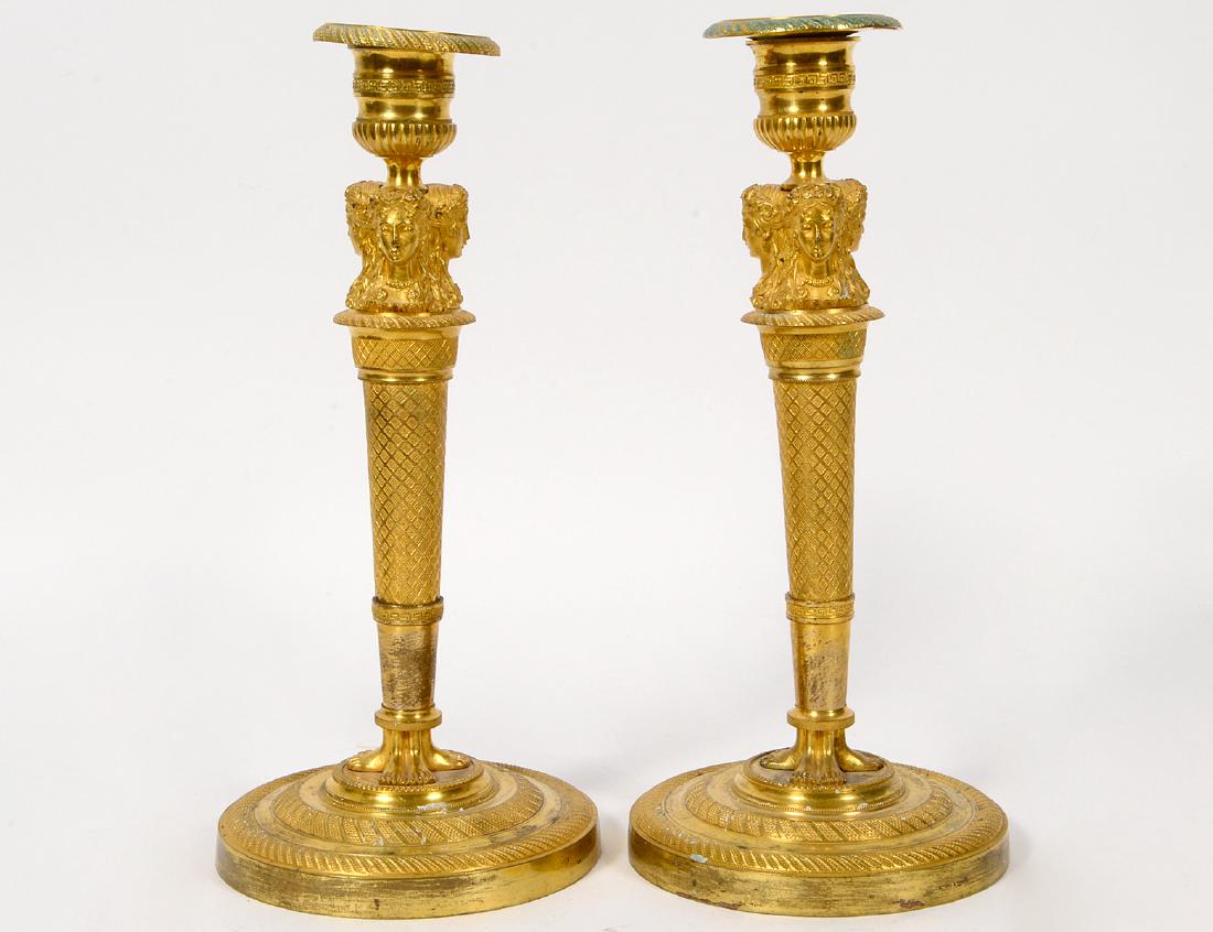 PAIR OF CHARLES X ORMOLU CANDLESTICKS (1 of 5)