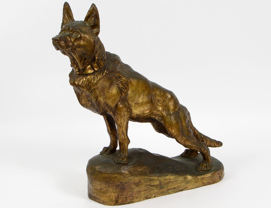 T. F. CARTIER, FRENCH GILT BRONZE GERMAN SHEPHERD (1 of 4)