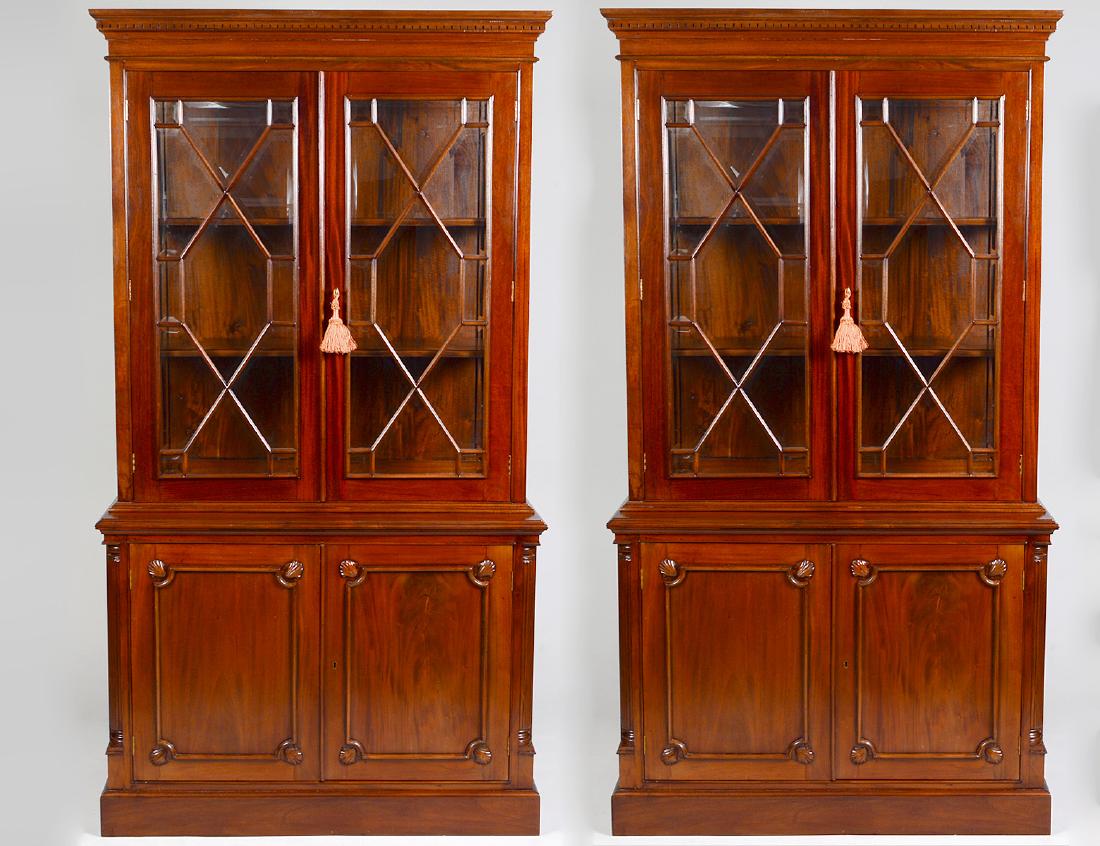 PR OF GEORGE III STYLE MAHOGANY BOOKCASE CABINETS (1 of 5)
