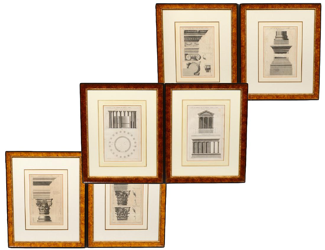 GROUP OF SIX ANTIQUE ARCHITECTURAL ENGRAVINGS (1 of 6)