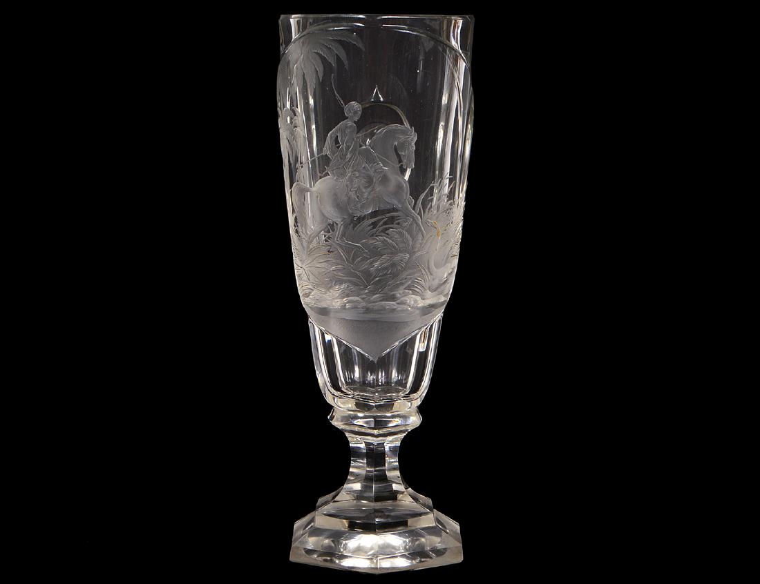 BOHEMIAN ENGRAVED TURKISH ARMORIAL GLASS GOBLET (1 of 4)