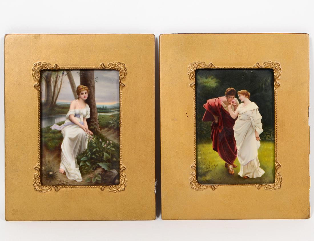 TWO GERMAN PAINTED PORCELAIN PLAQUES (1 of 4)