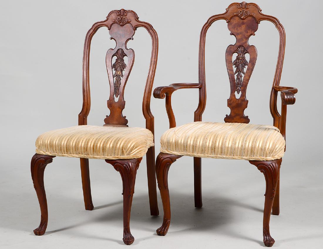 SET OF SIX QUEEN ANNE STYLE WALNUT DINING CHAIRS (1 of 4)