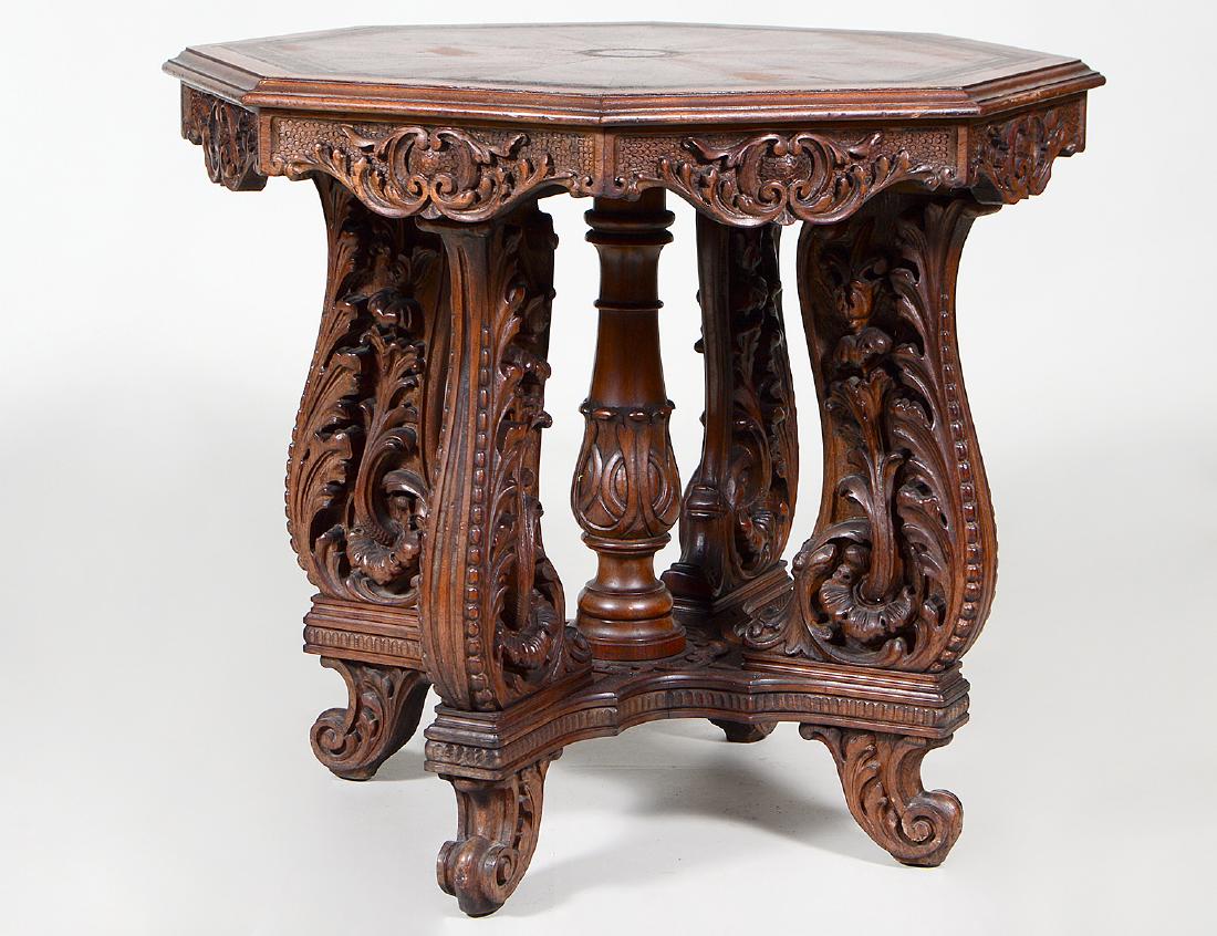 ITALAIN RENAISSANCE STYLE INLAID WALNUT TABLE (1 of 4)