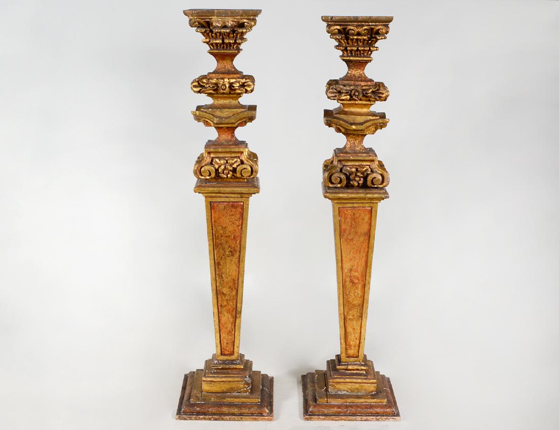 PAIR OF ITALIAN BAROQUE STYLE GILT PEDESTALS (1 of 9)
