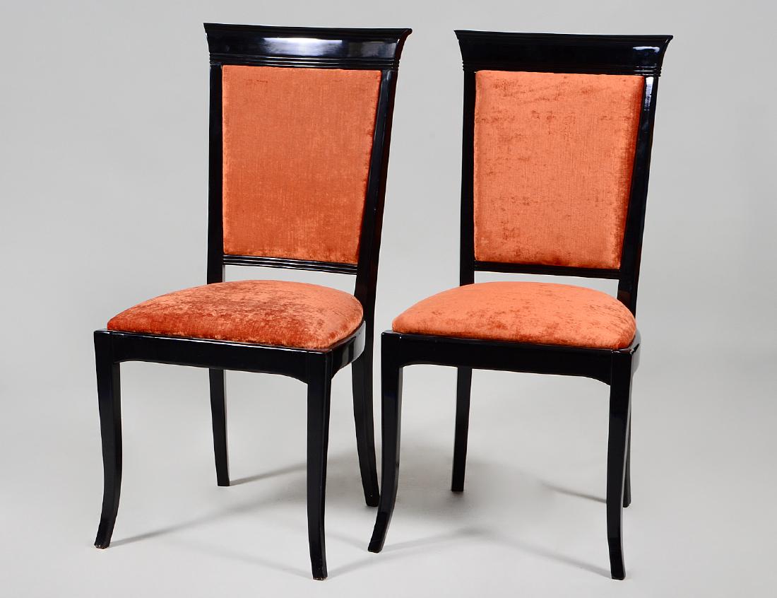 SET OF EIGHT BLACK 'LACQUER' DINING CHAIRS (1 of 4)