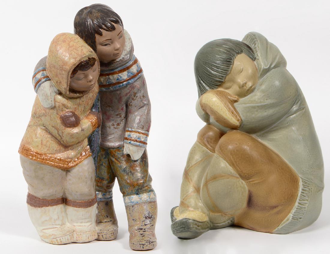 LLADRO PORCELAIN, "ESKIMO SLUMBER" & BOY & GIRL (1 of 9)