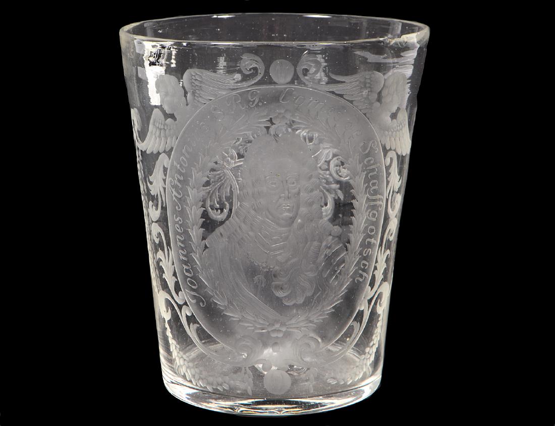 WHEEL-CUT COLORLESS GLASS PORTRAIT BEAKER (1 of 5)