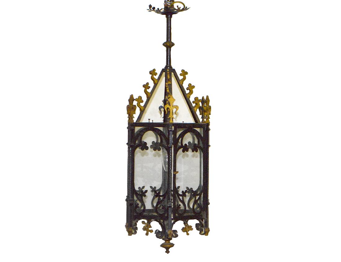 GOTHIC STYLE PAINTED IRON HANGING LANTERN (1 of 1)