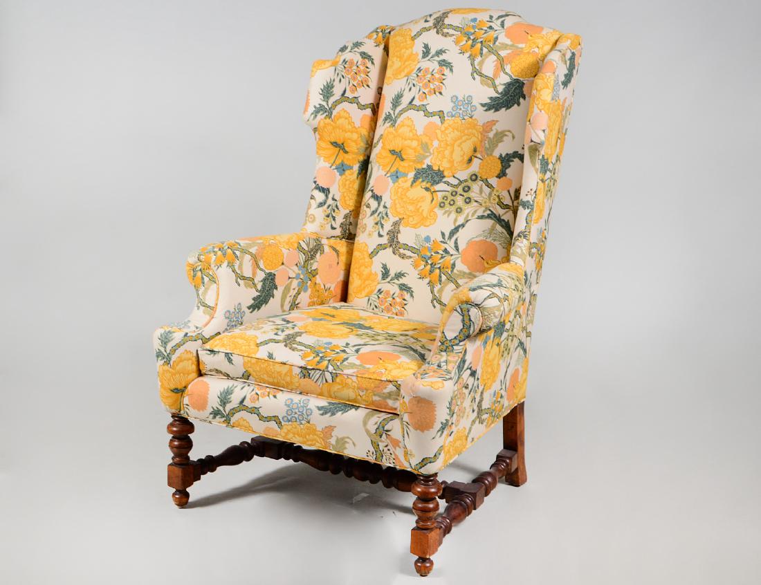 WILLIAM AND MARY STYLE ELM & STAINED WOOD WING CHAIR (1 of 7)