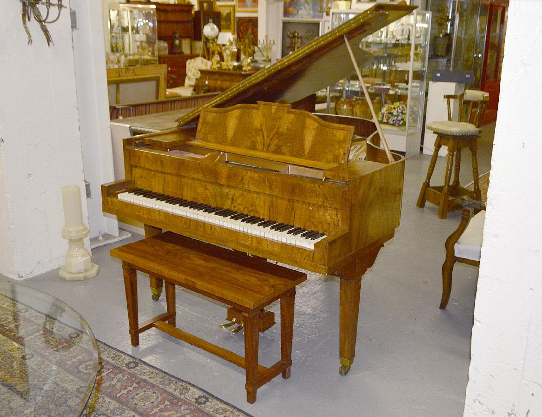 AMERICAN BURL WALNUT BABY GRAND PIANO & BENCH (1 of 14)
