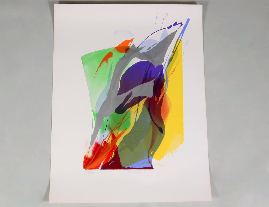 PAUL JENKINS (American. 1923-2012): "Homage to Martha Graham". Signed in pencil twice lower margin, numbered 29/70 and dated 1971. Color Screenprint. Sheet size 45 1/2" by 34 3/4". Loose and unframed. (Cond: light toning) (700/900) All 