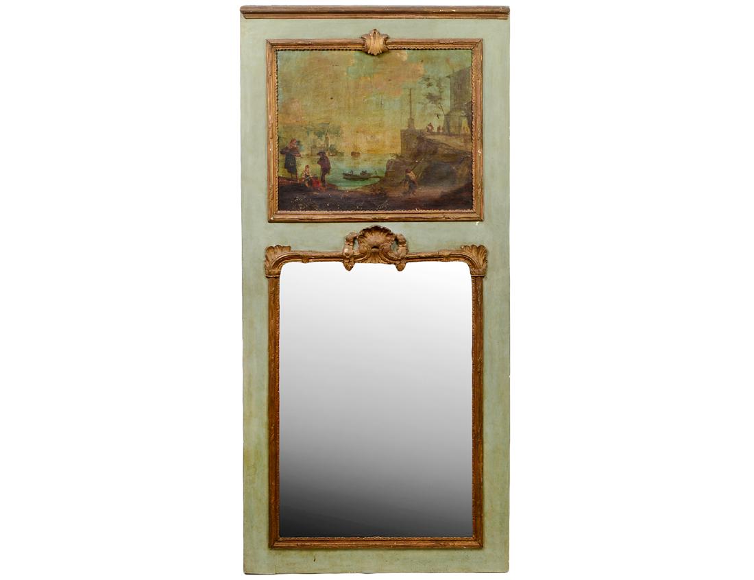 ITALIN PAINTED AND GILT WOOD TRUMEAU (1 of 4)