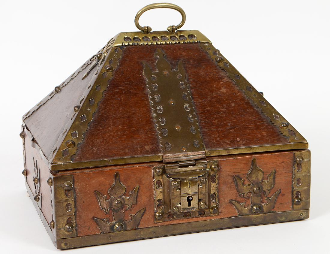 CONTINENTAL BRASS MOUNTED WALNUT STRONG BOX (1 of 5)