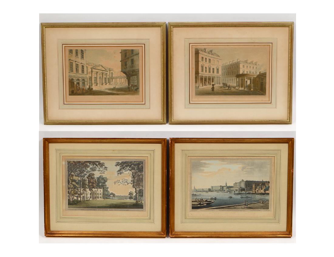 GROUP OF FOUR ENGLISH ANTIQ HAND COLORED ENGRAVINGS (1 of 7)