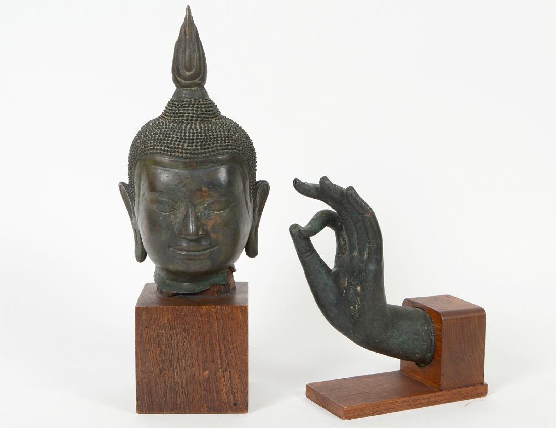 THAI BRONZE HAND AND HEAD OF A DEITY (1 of 5)