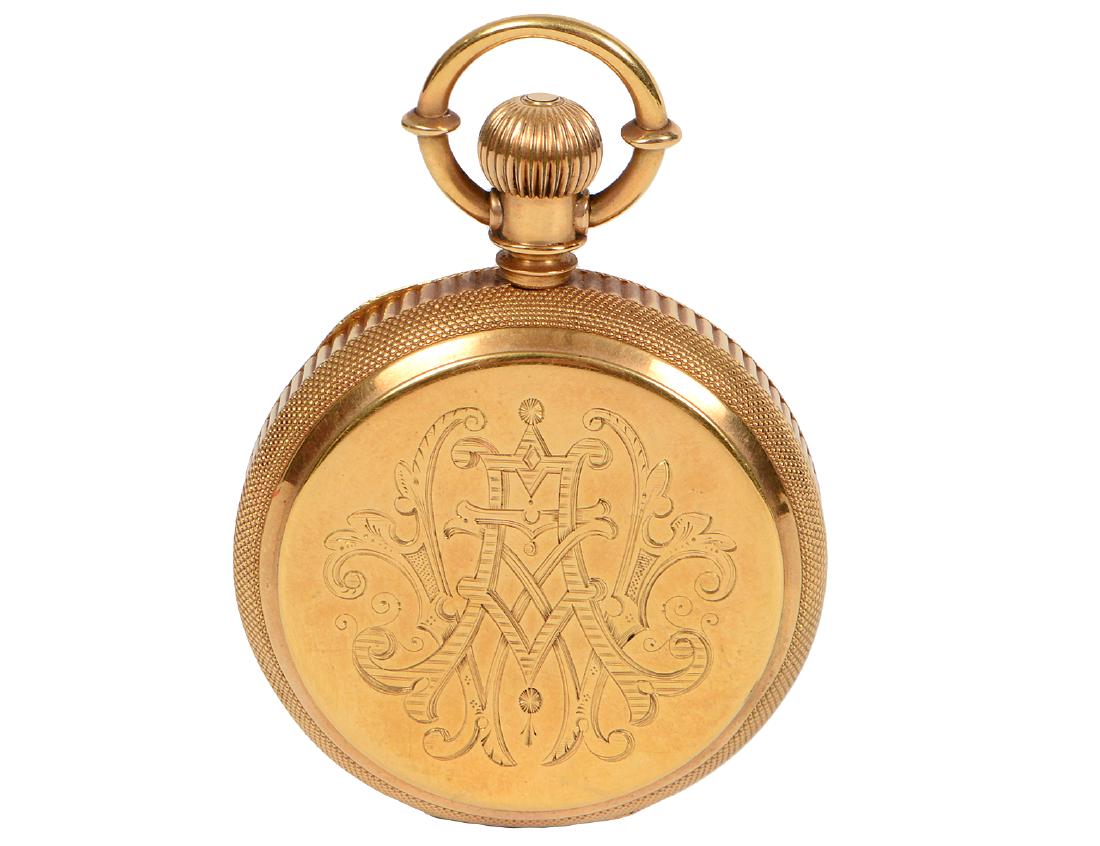 ELGIN 19TH C 18 KT GOLD HUNTERS CASE POCKET WATCH (1 of 5)