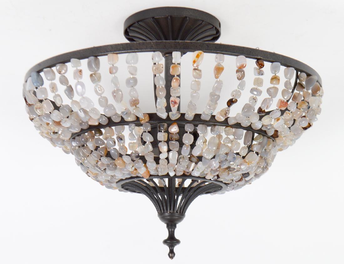 POLISHED PEBBLE APPLIED PATINATED METAL LIGHT FIXTURE (1 of 3)