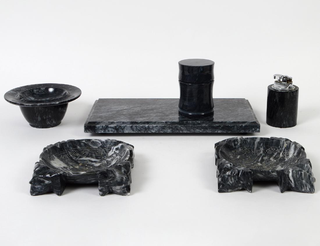 FOUR PIECE MARBLE DESK SET (1 of 4)
