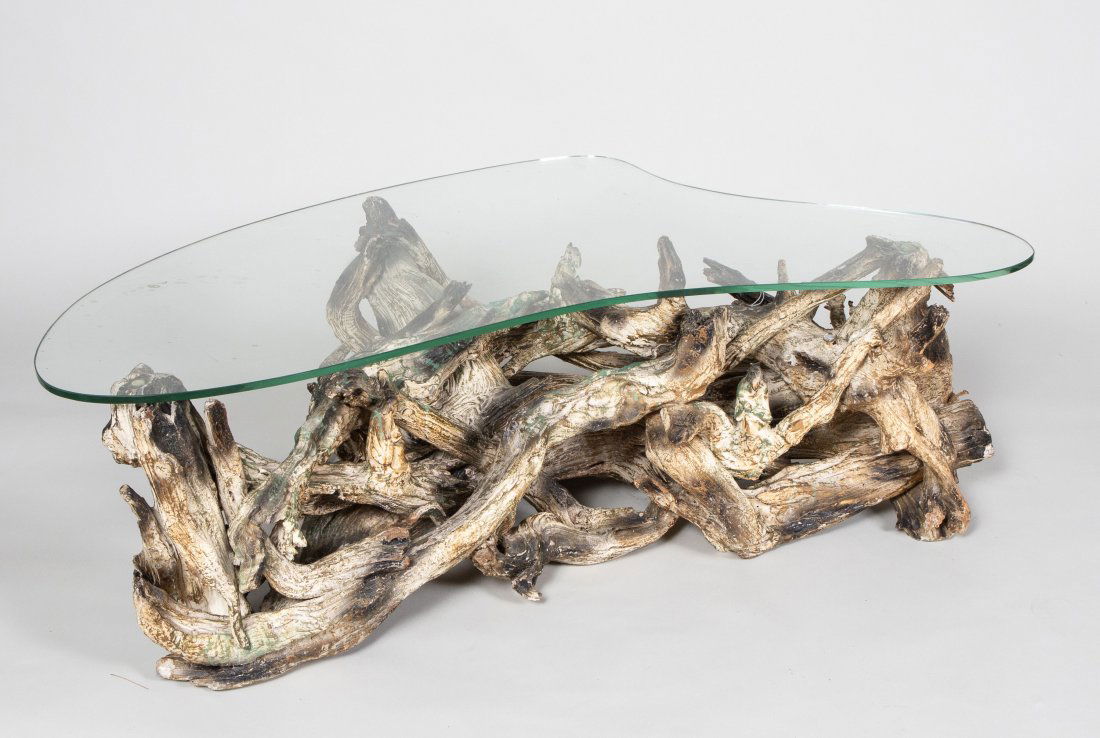 VINTAGE DRIFTWOOD TABLE AND FLOOR LAMP (1 of 7)