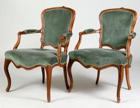 ASSOCIATED PAIR OF FRENCH WALNUT FAUTEUILS EN CABRIOLET (1 of 3)