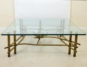 CONTEMPORARY GILT BRONZE & GLASS COCKTAIL TABLE (1 of 3)