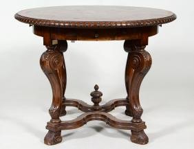 ITALIAN BAROQUE STYLE INLAID WALNUT CENTER TABLE (1 of 5)