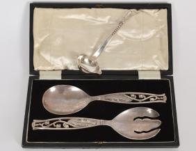 MEXICAN STERLING SILVER SALAD SPOON & FORK (1 of 6)
